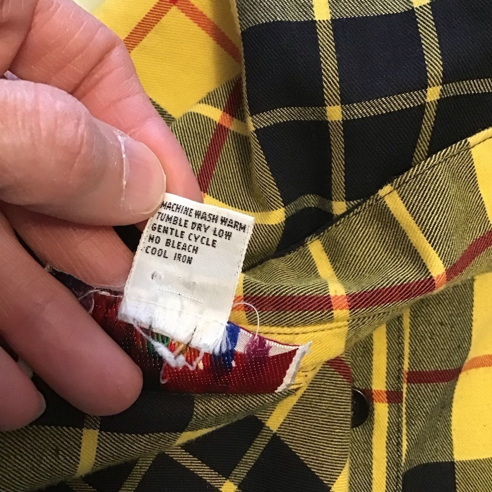 Vintage 90s Yellow Plaid Flannel Shirt Colors by Brooks Soft Grunge Preppy - Picture 4 of 11